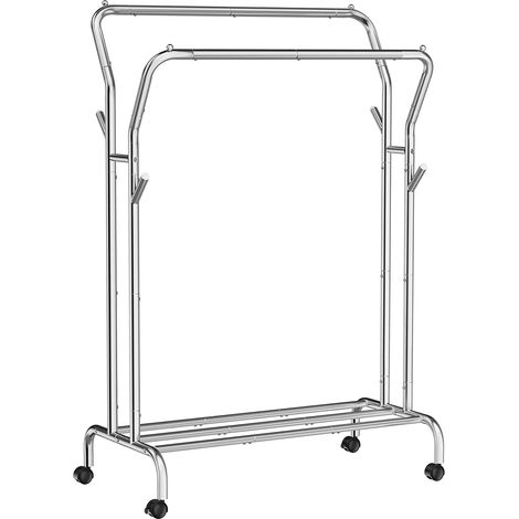 Songmics Porte-vêtements chromé avec roues et étagère (1/5)