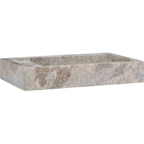 Lavabo vasque à poser Luxueux, Bac à laver, Gris 58x39x10 cm Marbre OIB5008E (1/5)