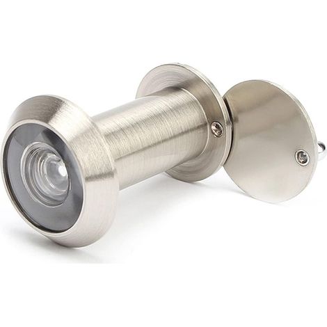 (Argent Brossé)Judas de Porte Grand Angle, Visionneuse de Porte Judas, Corps en Laiton Massif et Lentille en Verre HD Grand Angle, Angle de Vision de 200 DegréS, PerçAge Ø 16 Mm (1/5)