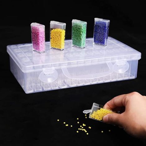 Boîte de rangement transparente à 64 compartiments pour peinture diamant - Boîte de rangement transparente (1/5)