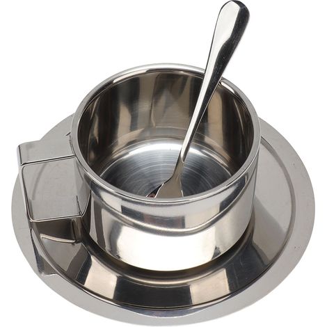 Ensemble de tasses à café en acier inoxydable à double paroi antirouille, style moderne, pour latte, cappuccino et thé, idéal pour la maison, le bureau, les cafés et le camping (200 ml). (1/5)
