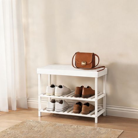 SunJet Console, table console, Banc à chaussures en bambou blanc - Réf. HJ15WIJT35S4 (1/5)