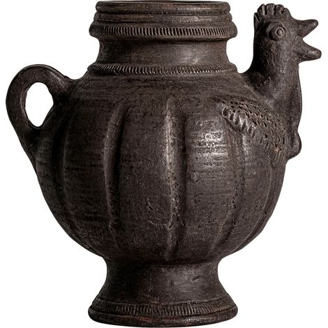 Vase terracotta noir vieilli style classique ambiance vintage - Noir terracotta vieilli (1/2)