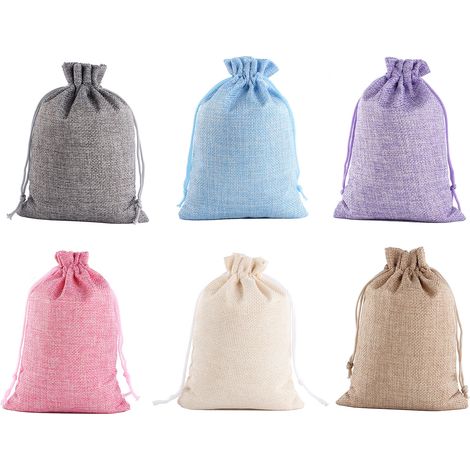 Set mit 30 Stoffbeuteln mit Kordelzug (9 x 12 cm), 6 Farben, Leinen, staubdicht, ideal als Weihnachtsgeschenk, für Hochzeiten und Partys. (1/5)