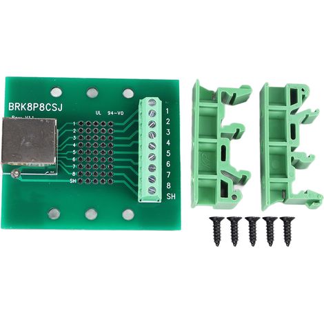 Ortviai Carte de dérivation RJ45 coudée BRK8P8CSJ en ABS avec support pour rail DIN