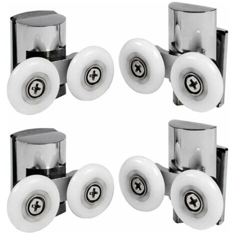 Set mit 4 Doppel-Duschtürrollen, 23 mm Rollen für Schiebetüren (1/4)