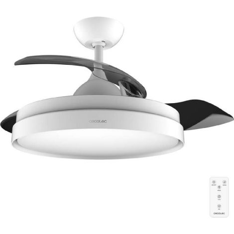 Cecotec Ventilador de Techo con Luz Energysilence Aero 4300 Invisible White. 35W, 6 Velocidades, Aspas Retráctiles