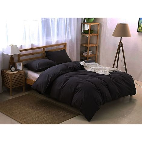 Housse de couette 2 personnes 180x200 cm Ranforce Lux Noir (1/2)