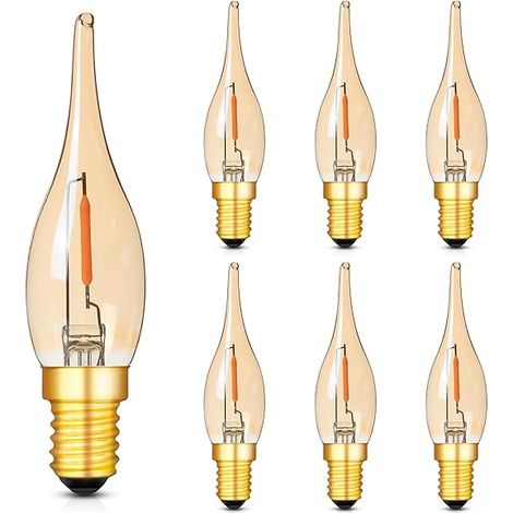 Ampoule LED E14 2200K Flamme Basse Puissance C22 Ampoule à Filament LED 0,7W 7W lampes bougies lustres veilleuses 220V-240V (1/5)