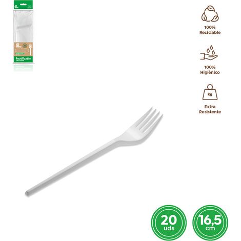 Tenedor Blanco 16,5cm Reutilizable 20 Unidades 530