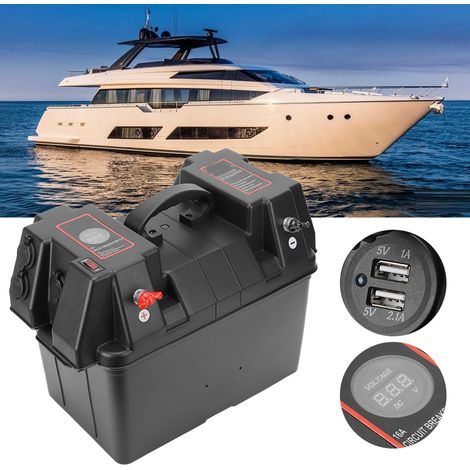 Boîtier de batterie intelligent multifonctionnel 12 V avec chargeur USB pour voiture, bateau et camping-car, et voltmètre intégré. (1/5)