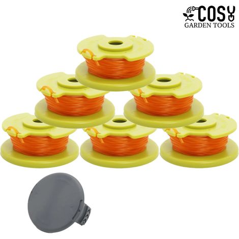 (6 pièces) Bobine de rechange pour coupe-bordures Ryobi RAC143 36V avec capuchon et couvercle (1/4)