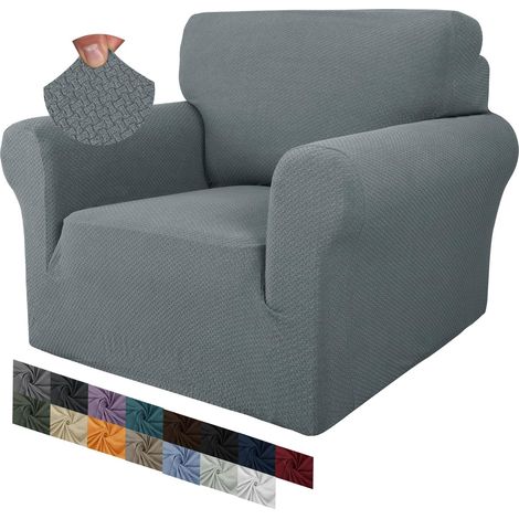 Housse de Chaise Creative Jacquard pour Salon, Housses de Fauteuil antidérapantes Super Extensibles avec accoudoirs, Housse de canapé 1 pièce pour Chiens (1 Place, Gris Clair) (1/5)