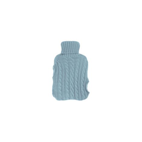 Bouillotte en caoutchouc anti-explosion – Bleu clair – Grande bouillotte à double insertion mains, housse tricotée torsadée (1/5)