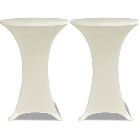 vidaXL Standing Table Cover Ø 80 cm Cream Stretch 2 pcs