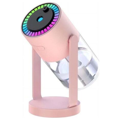 Humidificateur alimenté par USB avec minuterie de projection de ciel étoilé (6 à 8 heures), arrêt automatique et éclairage coloré, idéal pour la chambre, la voiture et le bureau (rose). (1/4)