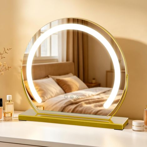 Miroir Maquillage LED Rond 40cm Or 3 Températures Éclairage (1/5)
