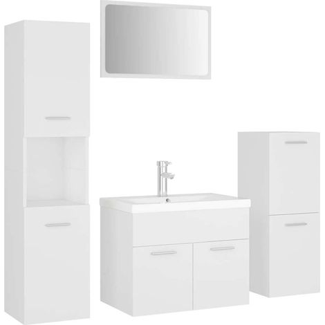 Maison Exclusive - Badmöbel-Set Weiß Holzwerkstoff (1/5)