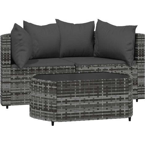 Salon de jardin 3 pcs Contemporain, Ensemble repas de jardin, avec coussins Gris Résine tressée OIB3155E (1/5)