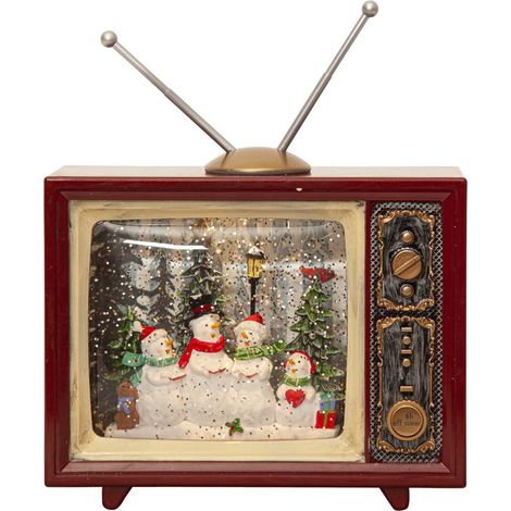 LED Weihnachtsdeko Vinter Retro-Fernseher mit Glitzer + Timer, 19cm (1/4)