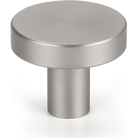 Lot de 4 boutons de meuble ronds en acier inoxydable brossé avec un trou (1/4)