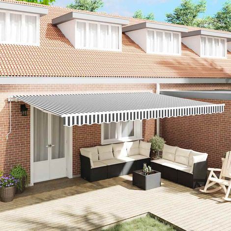 vidaXL Toldo retráctil automático gris antracita y blanco 500x300 cm (1/5)