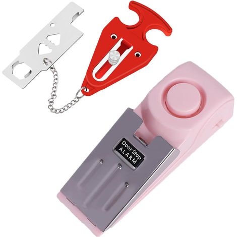 Butée de porte alarme et serrure de porte Double protection Dispositifs de sécurité Protection de sécurité supplémentaire pour maison, hôtel, vie en solo, femme (1/5)