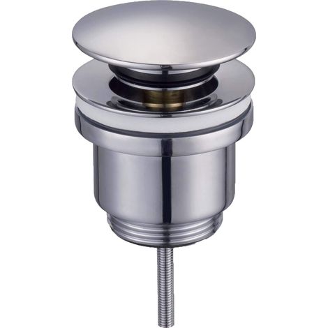 Bonde de lavabo clic-clac ronde 1"1/4 – Laiton chromé – Système push pour activation – Compatible tous lavabos (1/2)