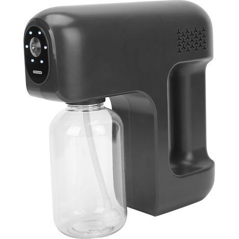 Pulvérisateur à main USB rechargeable noir, brumisateur violet lumineux, nettoyage domestique, flacon brume portable à LED (1/5)