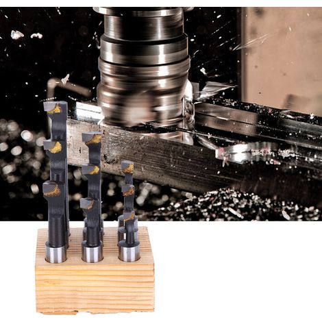 Jeu de 9 barres d'alésage 1/2" type F1 en acier rapide pour tour CNC avec support (1/5)