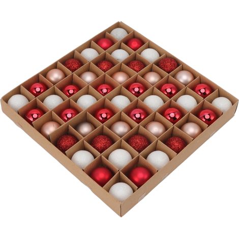 Eosnow Mini boules de noël incassables, 49 pièces, brillantes, colorées, décoration pour vacances, fête de mariage, rouge, blanc, rose