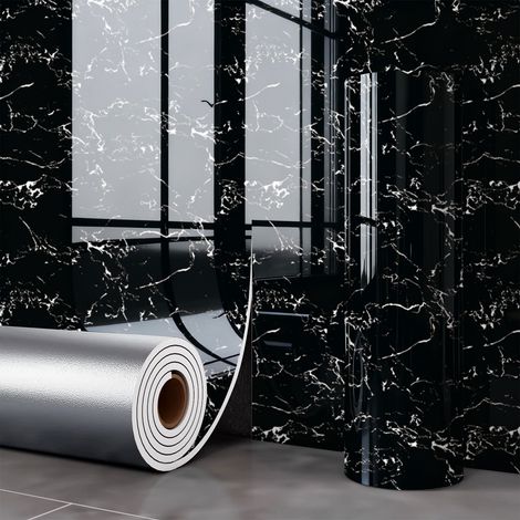 JSSEVN - Rollo de papel pintado autoadhesivo imitación mármol, 2,0 mm de grosor, resistente al aceite, impermeable, con grabados Abyss. (1/5)