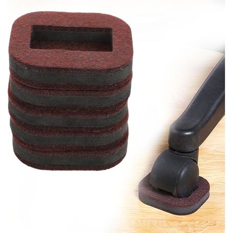 Set di 5 tappetini antiscivolo per sedie con rotelle - Realizzati in feltro resistente - Per uso domestico e in ufficio - Marrone - Riduce il rumore - Previene i graffi (1/4)