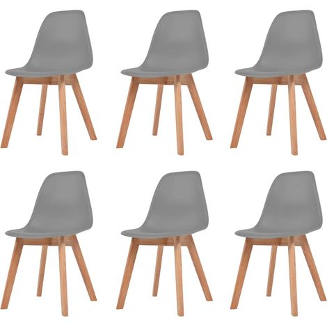 Chaises à manger lot de 6-Chaises de Salle à Manger-Chaise de cuisine Gris Plastique 906188 (1/5)