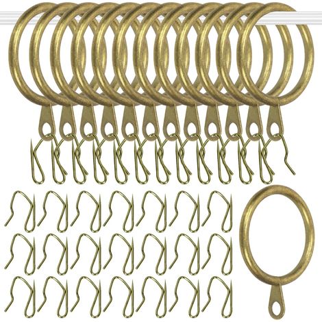 Lot de 30 anneaux de suspension de rideaux en métal vert-de-gris de 42 mm, comprend 30 anneaux de rideaux et 30 crochets à épingle à rideau, anneaux coulissants à œillets pour fenêtre (1/5)