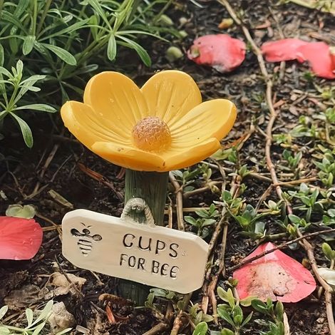 Stations d'arrosage pour abeilles en forme de fleur (3 pièces), abreuvoirs à insectes de jardin à fixer au sol (1/5)