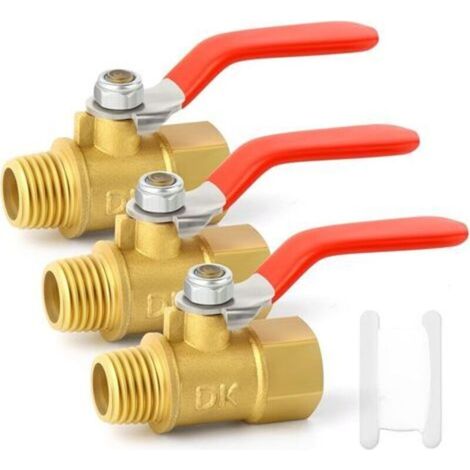 3 uds 1/4 pulgadas latón Mini válvula de bola interruptor de apagado, 1/4 pulgadas macho x hembra rosca BSP (1/5)