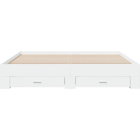 Cadre de lit avec tiroirs blanc 180x200 bois d'ingénierie (1/5)