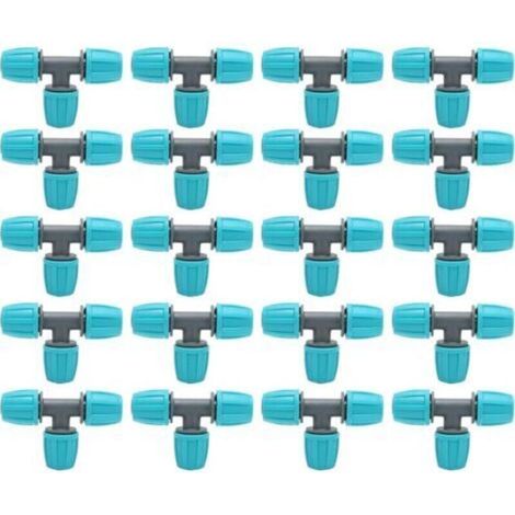 Raccords en T barbelé 16mm – Lot de 20 connecteurs d'irrigation goutte à goutte – Étanchéité renforcée – Installation facile sans outil - 20pcs (1/5)