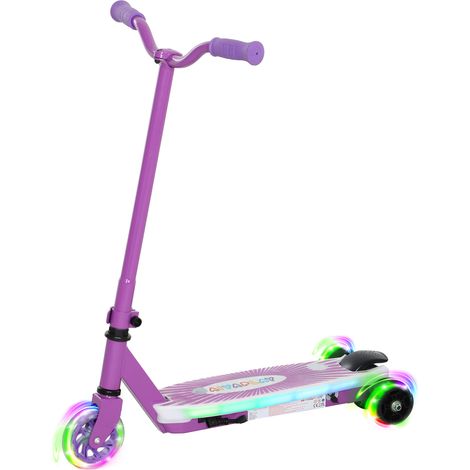 Electric Scooter for Kids Aged 4-7 Years, with Flashing LED Lights, Rear Auxiliary Wheels, Purple (1/5)