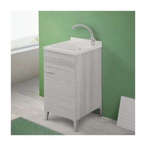 Lavatoio con mobile 45x50 cm grigio vasca in resina completa di asse (1/5)