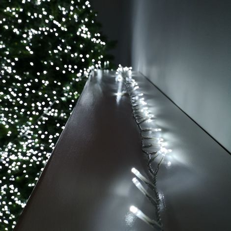 1000 LED 25m Indoor Outdoor Christmas Multi Function Mains Operated String Lights with Timer & Clear Cable in Cool White (1/5)