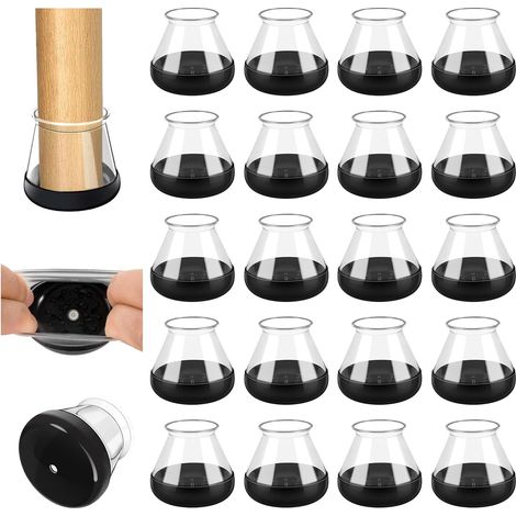 Lot de 20 protections pour pieds de chaise, patins de meubles, silencieux, anti-rayures (rond-M : 20,1-30 mm)