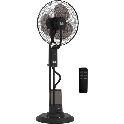 Ventilateur brumisateur rafraîchissant 75W noir 3 vitesses oscillation 70° inclinaison 10° (1/5)