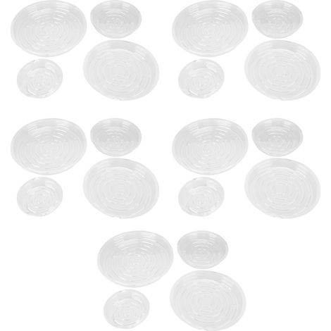Lot 20 Soucoupes Plantes Transparentes 4 Tailles 15.2-30.5cm  Protège sols des auréoles et rayures, cannelures anti-stagnation pour racines saines, s'adapte à pots, intérieur comme (1/5)