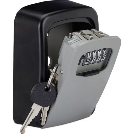 Black/Silver 117x82x37mm Security Key Box 4 Digit Code Wall Mount Key Container MUMU (1/4)