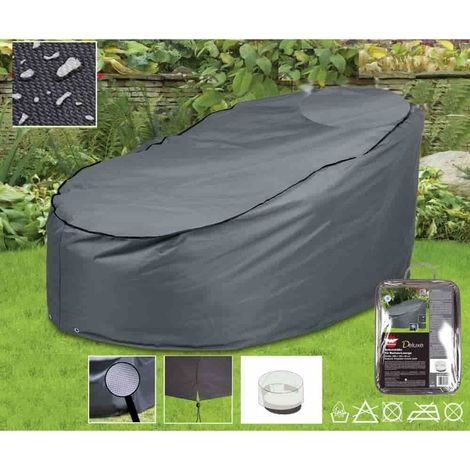 Housse de protection Deluxe pour salon de jardin rond Ø200cm en polyester 420D, imperméable et résistante aux UV (1/2)