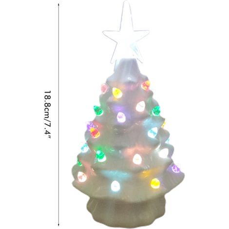 Céramique lumineuse Arbre de Noël 18.8cm, décoration de table lumineuse, sapin illuminé LED pour fêtes. (1/4)