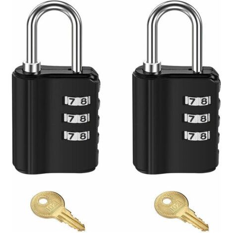 Alovez - Cadenas A Combinaison Avec Cles 2Pcs, Cadenas De Casier Exterieur Resistant Aux Intemperies A 4 Chiffres Pour Ecole, Salle De Sport, Cloture, Moraillon, Garage, Portail, Boite A Outils (Noi (1/5)