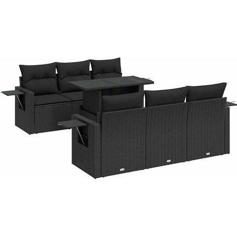 vidaXL Set Divani da Giardino con Cuscini 7pz Nero Polyrattan (1/5)